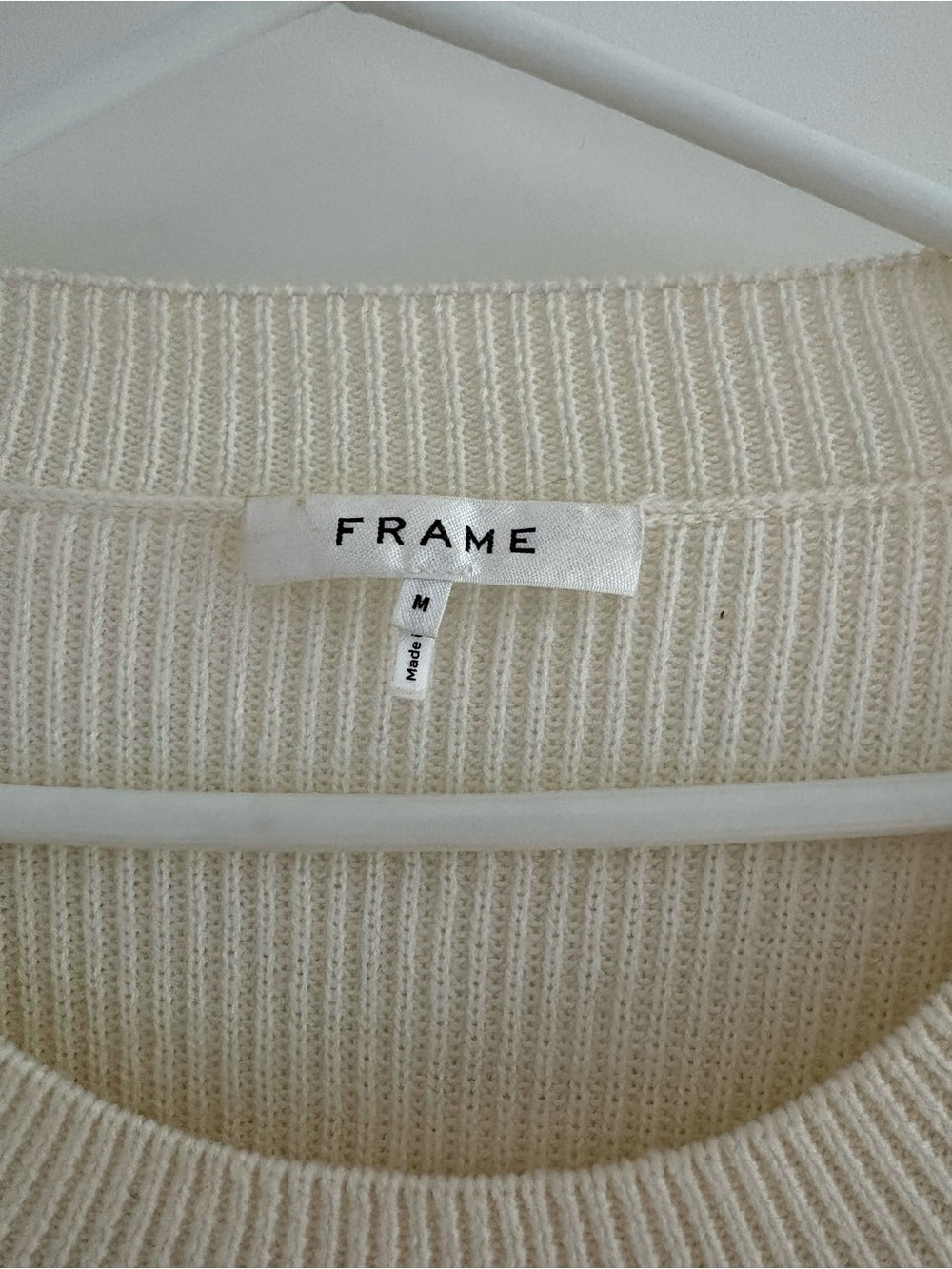 FRAME Ruffle Yoke Ribbed Sweater Off White size M - Picture 4 of 14